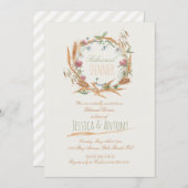 Wildflower krans rustieke Herfst repetitie diner Kaart (Voorkant / Achterkant)