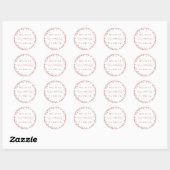 Wildflower krans silhouet bruiloft stoffig roze ronde sticker (Vel)