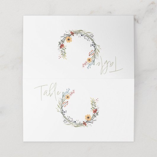 Wildflower krans tabel nummer plaatskaartje (Buitenkant ongevouwen)