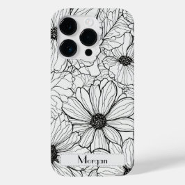 Wildflower Krans wit en zwart Gepersonaliseerd Case-Mate iPhone 14 Pro Hoesje