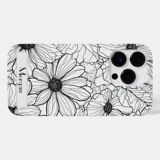 Wildflower Krans wit en zwart Gepersonaliseerd Case-Mate iPhone Case (Achterkant (horizontaal))
