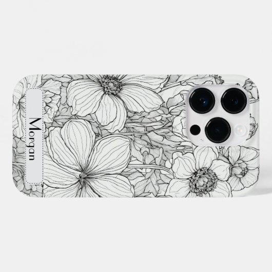 Wildflower Krans wit en zwart Gepersonaliseerd Case-Mate iPhone Case (Achterkant (horizontaal))