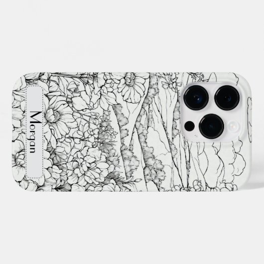 Wildflower Krans wit en zwart Gepersonaliseerd Case-Mate iPhone Case (Achterkant (horizontaal))