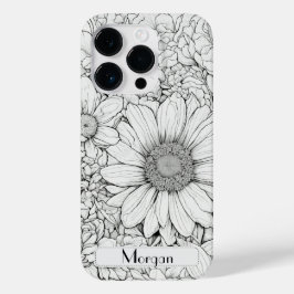 Wildflower Krans wit en zwart Gepersonaliseerd Case-Mate iPhone 14 Pro Hoesje