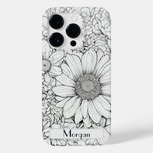 Wildflower Krans wit en zwart Gepersonaliseerd Case-Mate iPhone Case (Achterkant)