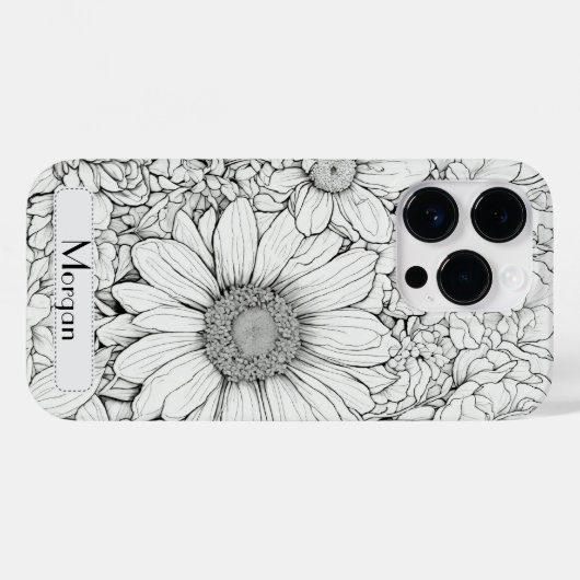 Wildflower Krans wit en zwart Gepersonaliseerd Case-Mate iPhone Case (Achterkant (horizontaal))