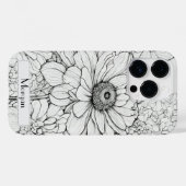 Wildflower Krans wit en zwart Gepersonaliseerd Case-Mate iPhone Case (Achterkant (horizontaal))