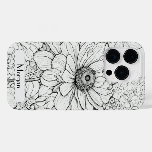 Wildflower Krans wit en zwart Gepersonaliseerd Case-Mate iPhone Case (Achterkant (horizontaal))