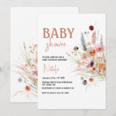 Wildflower Labybug Pampas Grass Baby shower Kaart (Voorkant / Achterkant)