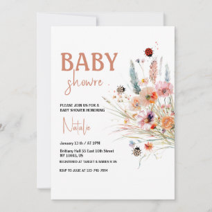 Wildflower Labybug Pampas Grass Baby shower Kaart