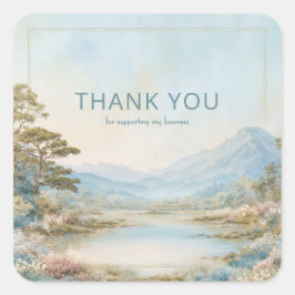 Wildflower Lake Mountain Vista Elegante Gouden Lij Vierkante Sticker