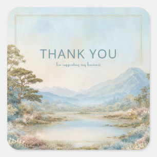 Wildflower Lake Mountain Vista Elegante Gouden Lij Vierkante Sticker