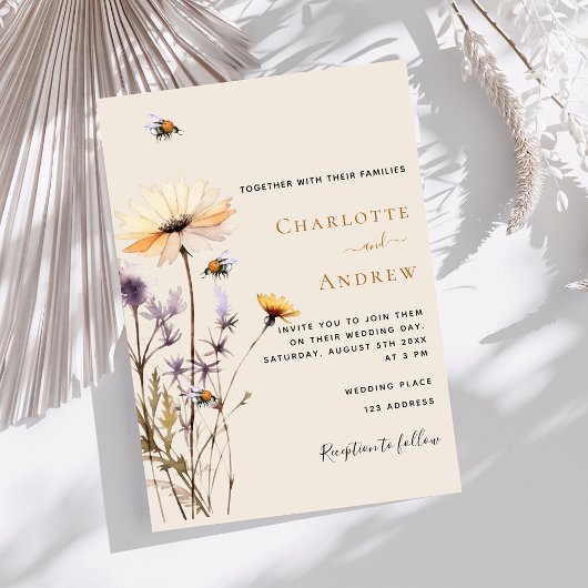 Wildflower land luxe bruiloft kaart