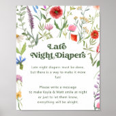 Wildflower Late Night Luiers Baby shower Poster (Voorkant)