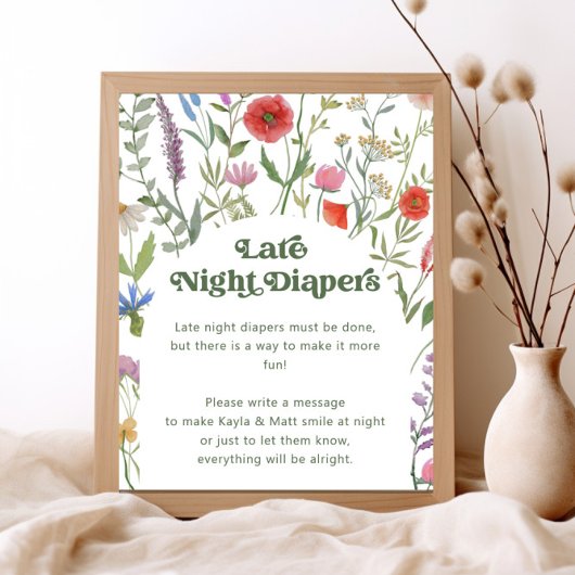 Wildflower Late Night Luiers Baby shower Poster