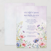 Wildflower lavendel bruiloft kaart (Voorkant / Achterkant)