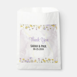 Wildflower lavendel en gele bloemen bruiloft bedankzakje