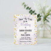 Wildflower Lavendel en Gele Bloemen bruiloft Save The Date (Staand voorkant)