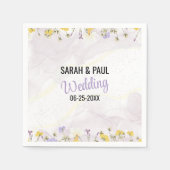 Wildflower lavendel en gele bloemen bruiloft servet (Voorkant)