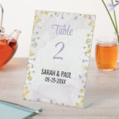 Wildflower Lavendel & Gele Trouwtafel Nummer Reclamebord Met Voetstuk (Insitu)