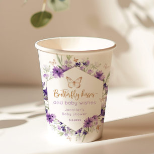 Wildflower lavendel vlinder kisses baby shower papieren bekers