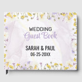 Wildflower Lavender And Yellow Floral Wedding Gastenboek (Voorkant)