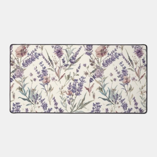 Wildflower Lavender Boho Botanical Floral Bureaumat (Voorkant)