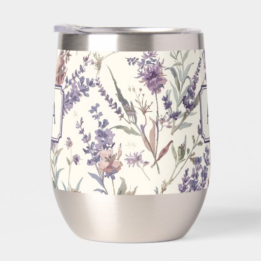 Wildflower Lavender Boho Botanical Floral Monogram (Rechts)