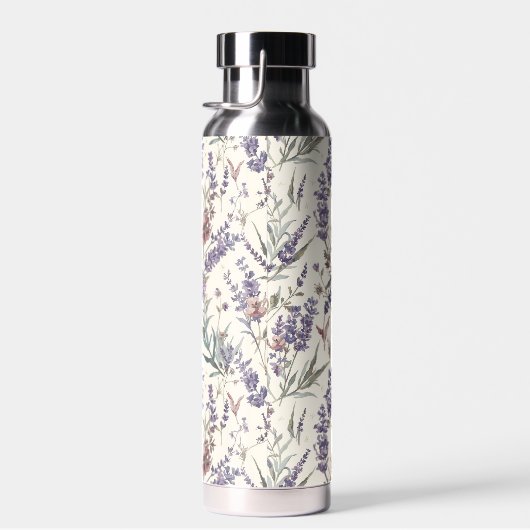 Wildflower Lavender Boho Botanical Floral Monogram Waterfles (Rechts)