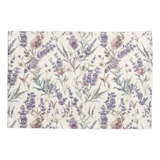 Wildflower Lavender Boho Botanical Floral Pattern Kussensloop (Achterkant)