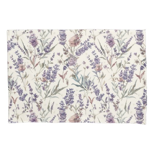 Wildflower Lavender Boho Botanical Floral Pattern Kussensloop (Voorkant)