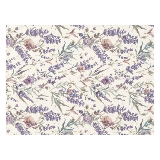 Wildflower Lavender Boho Botanical Floral Pattern Tafelkleed (Voorkant (Horizontaal))