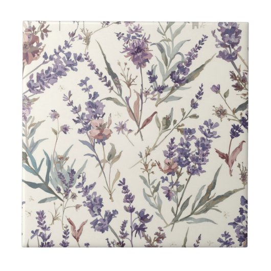 Wildflower Lavender Boho Botanical Floral Tegeltje (Voorkant)