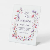 Wildflower Lavender Bursting with Love Bridal Reclamebord Met Voetstuk (Voorkant)