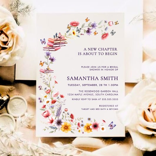 Wildflower Lavender New Chapter Bridal Shower  Kaart