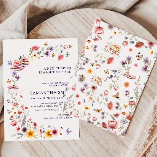 Wildflower Lavender New Chapter Bridal Shower Kaart