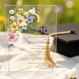 Wildflower Law School Graduation Party Foto Acryl Uitnodigingen