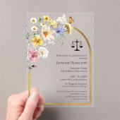 Wildflower Law School Graduation Party Foto Acryl Uitnodigingen (Insitu (Draagbaar))