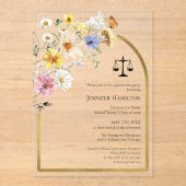 Wildflower Law School Graduation Party Foto Acryl Uitnodigingen (Voorkant)