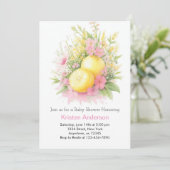 Wildflower Lemon Dreamy Meisje Baby shower Kaart (Staand voorkant)