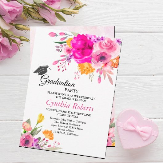 Wildflower lente afstuderen uitnodiging