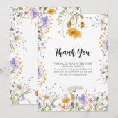 Wildflower lente bloemen Dank u Baby shower Bedankkaart (Voorkant / Achterkant)