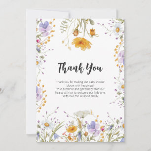 Wildflower lente bloemen Dank u Baby shower Bedankkaart