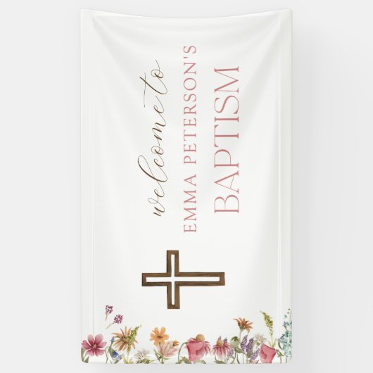 Wildflower lente bloemenmeisje doop welkom spandoek (Verticaal)