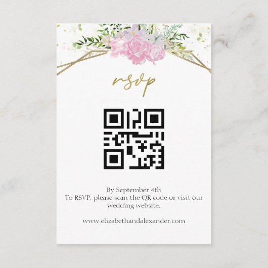 Wildflower lente bruiloft details | RSVP | QR-code Informatiekaartje (Achterkant)