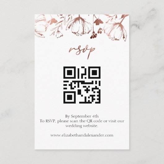 Wildflower lente bruiloft details | RSVP | QR-code Informatiekaartje (Achterkant)