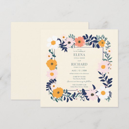 Wildflower lente bruiloft uitnodiging (Voorkant / Achterkant)