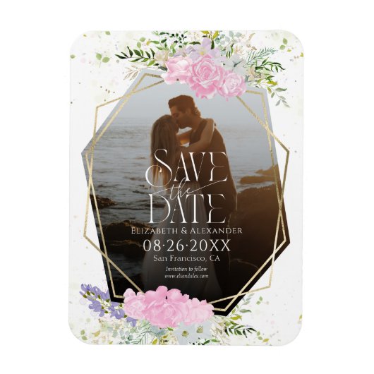 Wildflower lente foto bruiloft opslaan van de datu magneet (Verticaal)