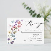 Wildflower lente zomer bloemenbruiloft RSVP kaartje (Staand voorkant)