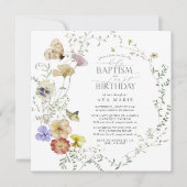 Wildflower Lente Zomer Doop 1e Verjaardag Kaart (Voorkant)